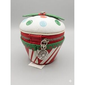 NWT Brighton Sweet Treats Christmas Cupcake Leather Coin Purse Bag Charm Holiday